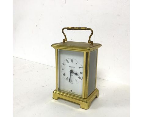 A French three glass carriage clock, the dial with roman numerals, marked Bayerd, the hinged door to rear opens and is stampe