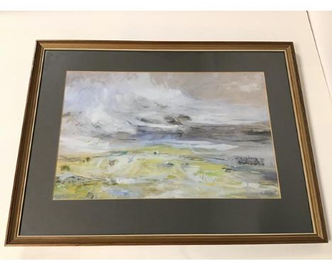 K. Russell, Stormy Seascape, mixed media, signed bottom right (29cm x 47cm)