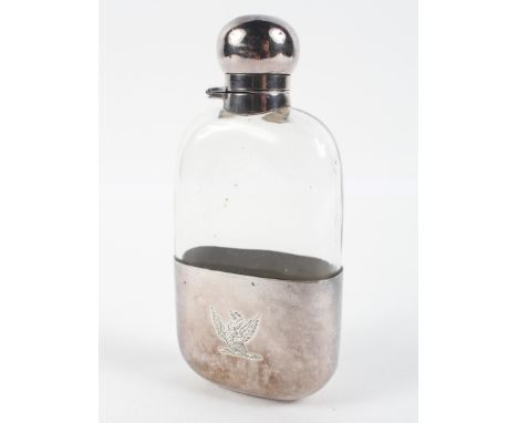 A 20th century glass hip flask with silver cap and detachable cup