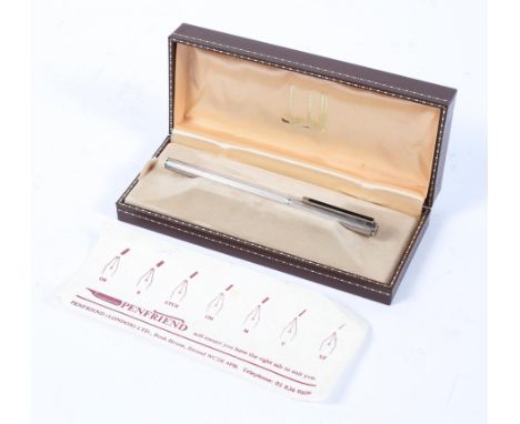 A Dunhill white metal fountain pen,with engine turned decoration, stamped 'Dunhill Germany' with a black clip and Dunhill '14