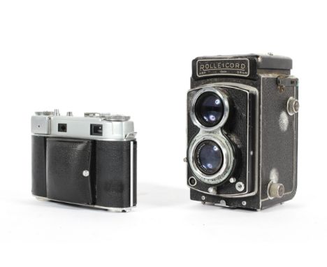 A vintage Rolleicord camera and a Kodak Retina III C camera, in brown leather fitted cases, the first numbered 1169589, with 