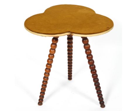 A Victorian occasional table, of three leaf clover form on bobbin turned legs, 61cm high x 55cm wide