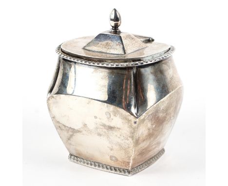 An unusual Edwardian silver tea caddy, the lid opening to reveal a gilt interior, hallmarked Birmingham 1902 by Charles Horne