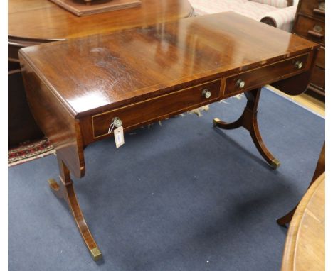A pair of George III style rosewood sofa tables W.114cm