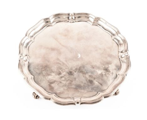 An Edward VIII silver footed salver, hallmarked for Sheffield 1936 by Harrison Brothers & Howson, 26cm diameter.575.9 grams /