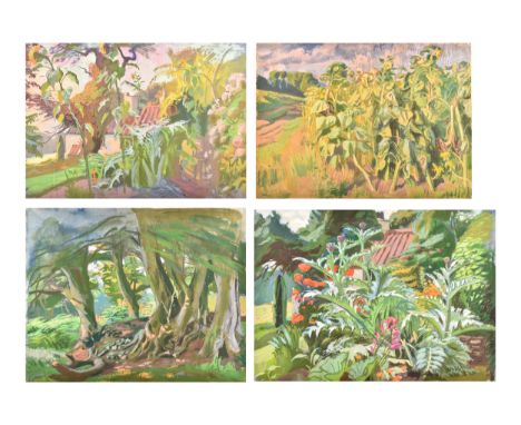 Hans Feibusch (German, 1898-1998) A collection of four landscape paintings, watercolour on paper, each 38 x 54 cm, accompanie