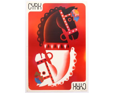 Advertising Poster Polish Circus Cyrk, Horse playing card. Country: Poland. Year: 1973. Size (cm): 98.5x66.5. Original editio