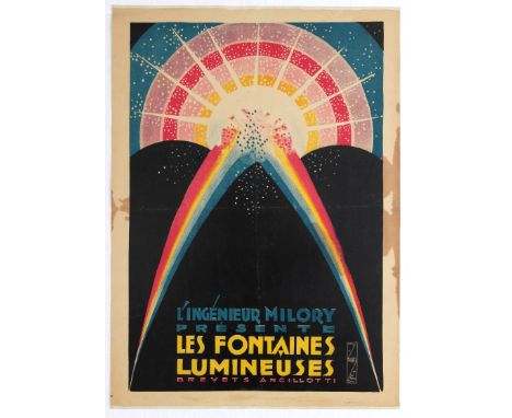 Advertising poster for luminous fountains - France.  Nicolitch, Obrad. Les Fontaines Lumineuses. Lithograph printed by Affich