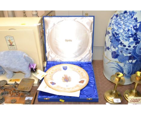 A Spode St Edward plate in case 