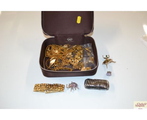 Anya Hindmarch, First Class British Airways flight bag and contents of gold tone jewellery 