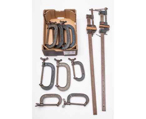 Ten Record G cramps sizes 4 & 6:  and a pair of sash cramps (12)  