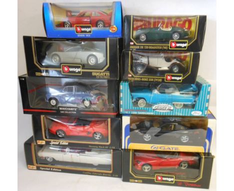 Burago and others, a collection of 1/18th and 1/24th scale diecast cars, includes;- Dodge Viper, Porsche Carrera, Cadillac El