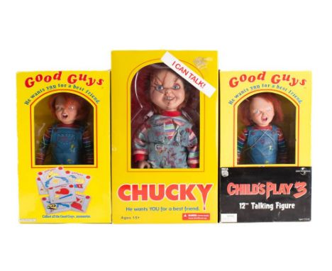 Real Toys. 12 inch A boxed talking 'Chucky' doll: together with two other boxed Chucky dolls' (3)