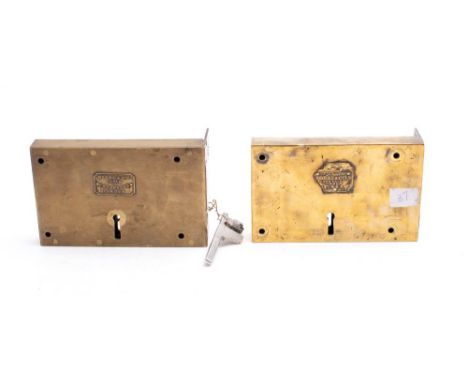 Two Admiralty issue brass rim locks by Hobbs &amp; Co, London, formerly from a 'Palmerston Folly', each stamped as per title 