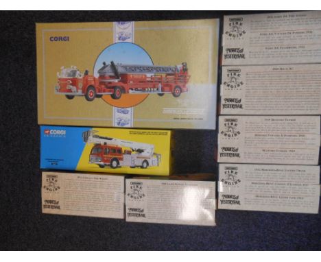 Corgi Classics,: Set No 32001 Cheshire Fire Brigade Simon Snorkel, No 97324  Aerial Ladder Truck-Orlando, Models of yesteryea