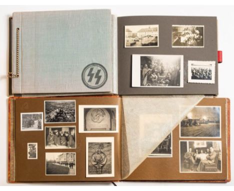 A WWII German photograph album for the '13th Infantry Regiment': the cover  as per title with steel helmet decoration, contai