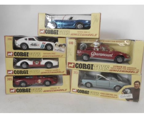 Corgi Whizzwheels No 375 Toyota 2000 G.T., No 385 Porsche 917, No 510 Citroen DS Tour De France Team Managers Car, No 313 For