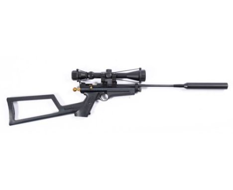 A Crossman  2250B .22 calibre CO2 powered air rifle: serial number '810B03423' with suppressor and black plastic 'Model 1399'