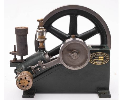 A scale model of an A E &amp; H Robinson   'X ' Type single cylinder inclined hot tube gas engine, No 174, 8 1/2 inch  six -s