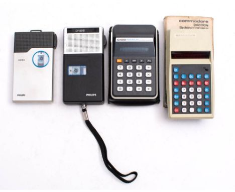 A Commodore Model 899 Solid state Electronic calculator in original box, together with a Casio M-1 Personal calculator, a Phi