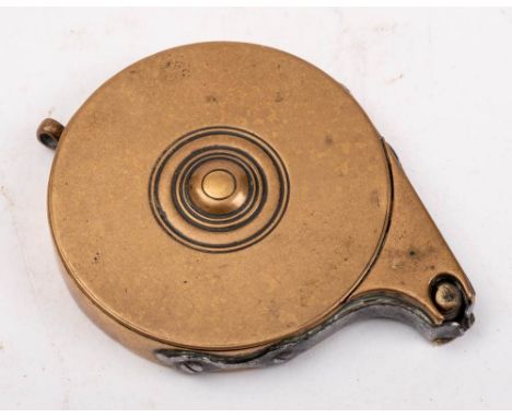 A 19th century brass spring loaded rotary capping tool: unsigned, 5.2cm diameter