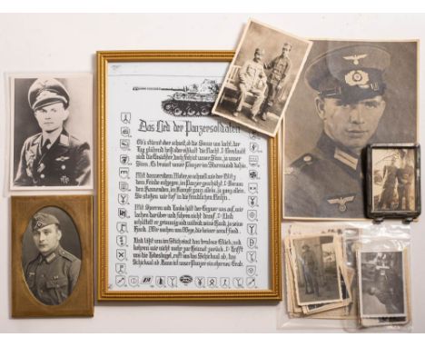 A small collection of WWII German photographs and ephemera: mainly portrait images, with some newspaper clippings. (a lot) 