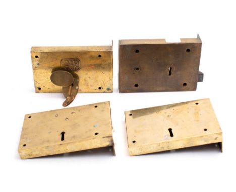 Three Admiralty issue brass rim locks by Hobbs &amp; Co , London, formerly from a 'Palmerston Folly', each stamped as per tit