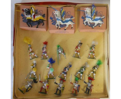 Sacul, Knights of The Round Table: three mounted knights with lances, boxed together with assorted other knights   in a fitte