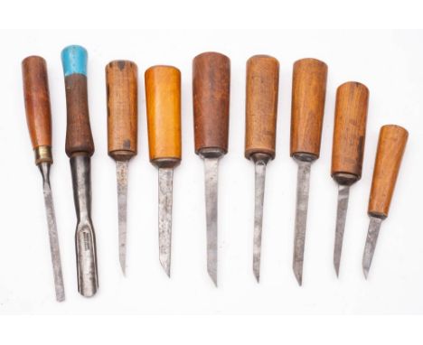 Seven various mortice chisels: including one by Wilkinson, three with MOD issue broad arrow stamp, together with two other ch