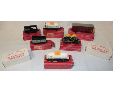 A small selection of Hornby Dublo boxed goods wagons including horse box, chlorine tank wagons and others etc 