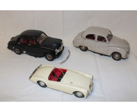 A Victory Industries 1:24 scale Vauxhall Velox, Austin A40 and MGA (slight damage) (3) 