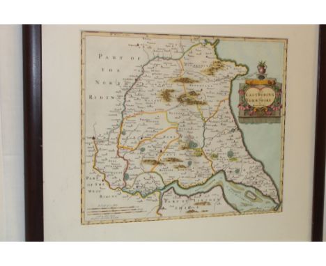 An 18th century hand coloured map "The East Riding of Yorkshire" by Robert Morden 