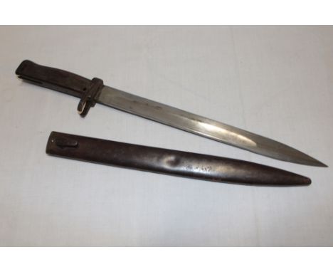 A First War German Ersatz all-steel bayonet with steel scabbard 