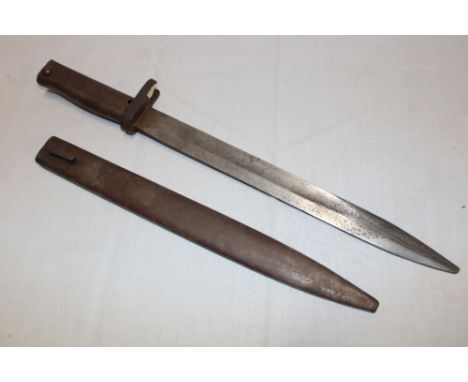 A First War German Ersatz all-steel bayonet with steel scabbard 