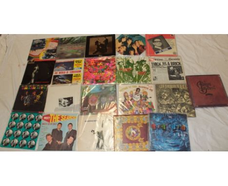 Various LP records including Jimi Hendrix Smash Hits, Rolling Stones Through the Past Darkly, Jethro Tull, The Searchers and 