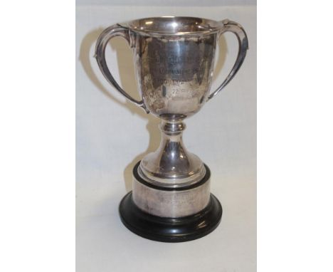 A Second War silver Cornwall Home Guard two handled trophy shooting cup "9th Bn Cornwall Home Guard - The Commanding Officer'