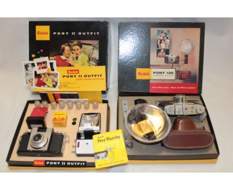 A 1960s Kodak Pony II and Pony 135 camera outfits in presentation boxes 