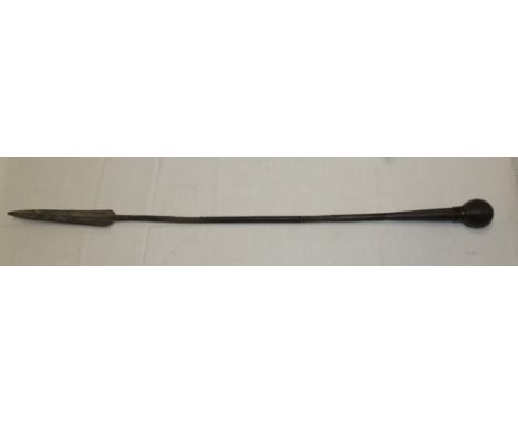 A 19th century African stabbing spear/spearhead with 10" double edged blade and turned wood pommel 37½" long overall 