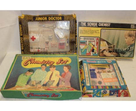 A selection of vintage boxed toys including Kay's Chemistry Set, Tri-ang Senior Chemists set, Junior Doctor etc 