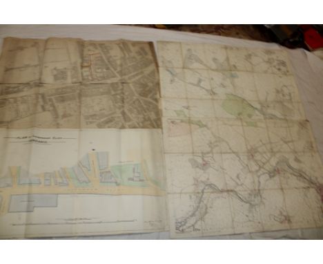 An 1877 street map - plan of Penzance, two 1877 linen backed maps of Gulval/Madron and Madron/Sancreed  and one other local p