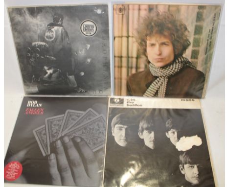 Four LP records including "With the Beatles", Bob Dylan - "Fallen Angels" etc (4)