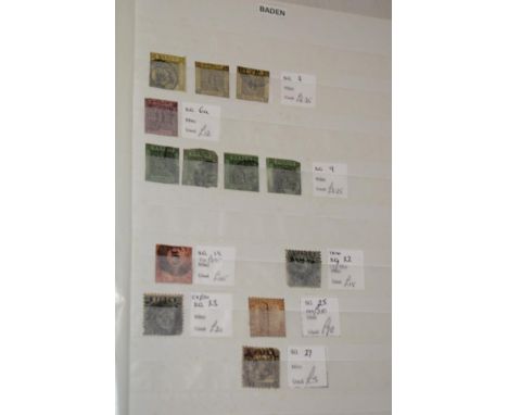 A stock book containing a collection of German States stamps including Baden, Bavaria, Hanover, Wurttemberg and others etc