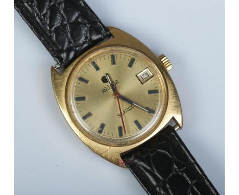 A gents Roamer Searock manual wristwatch. Having centre seconds, baton markers and date display.  Not running.