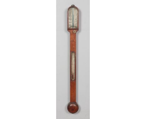 An early 19th century Thomas Harris &amp; Son oak stick barometer. Length 92cm.  