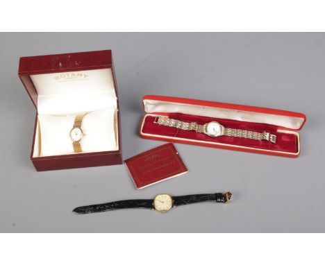 Three ladies Rotary wristwatches to include example on leather strap.  