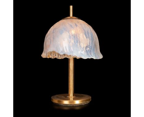 Mid-century table lamp in brass and Murano glass cm 53x32