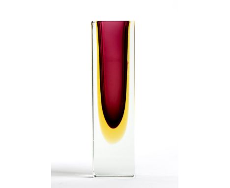 Murano glass vase made in Sommerso technique Produced in Murano, 1970s cm 29,5x8x6