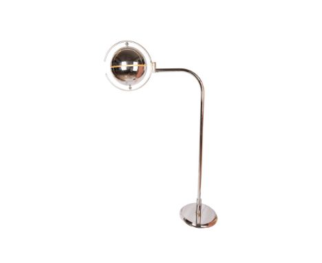 Floor lamp in chromed metal with diffuser made of double adjustable semisphere cm 170x90