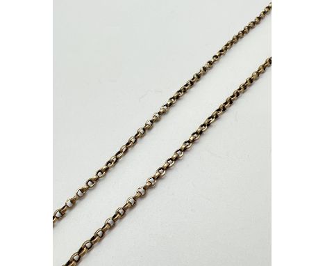 A vintage 9ct gold 17" belcher chain with engraved decoration to push barrel clasp. Link stamped 9ct. Total weight approx. 5.