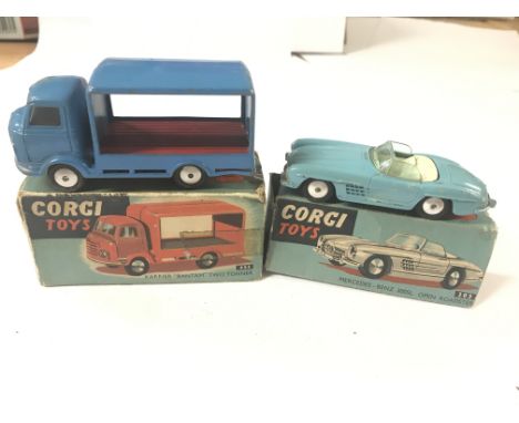 A Corgi Toys Karrier Bantam Two Tonner #455 and a Mercedes- Benz open roadster. Boxed.